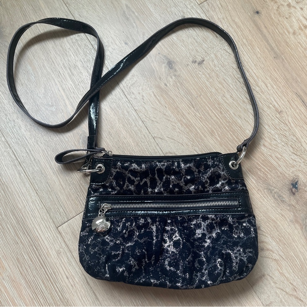 Sienna Ricchi Black Metallic Y2K Crossbody Bag *T16